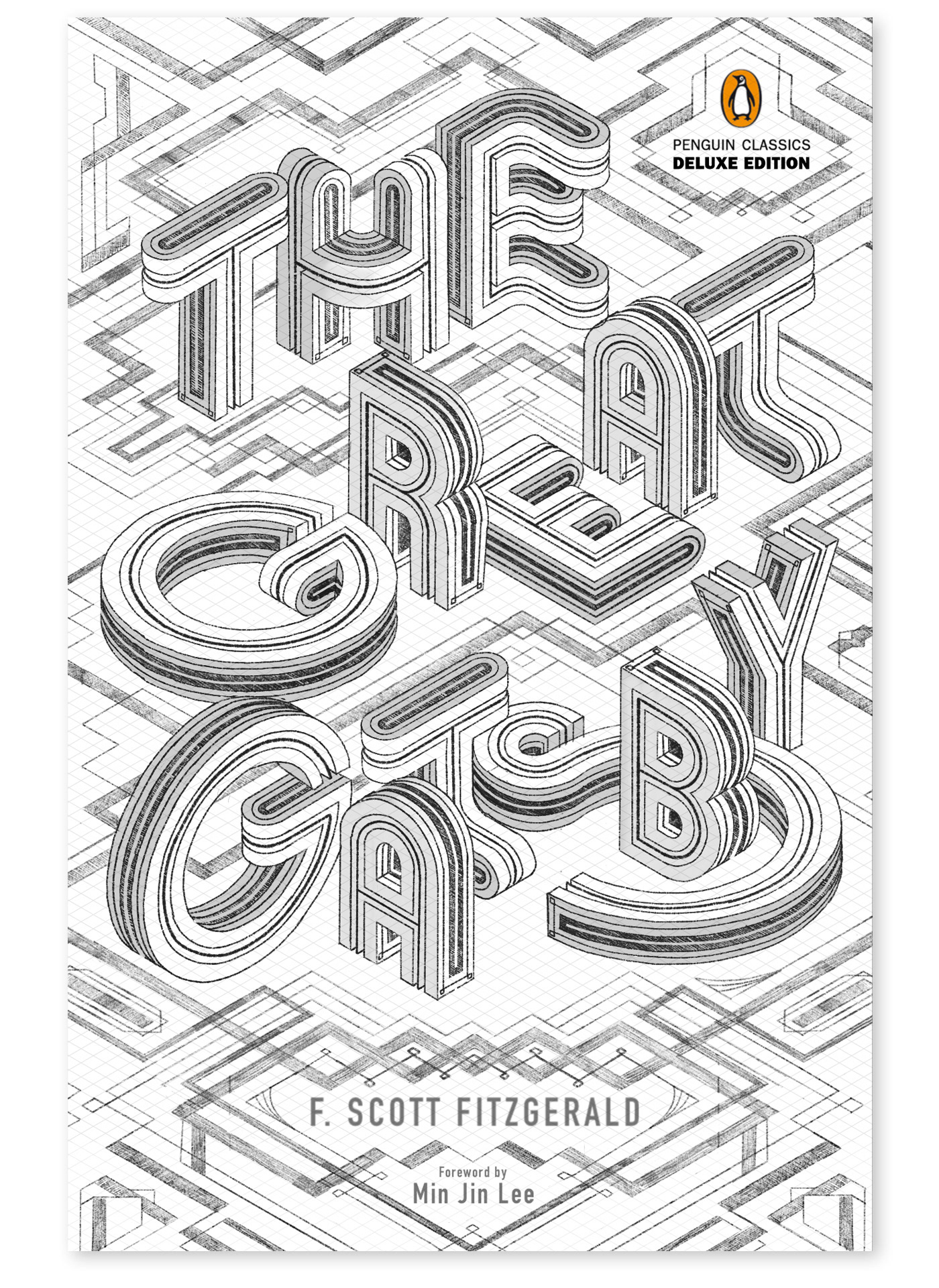 book typography   cover Isometric penguinbooks art deco gastby lettering type vector