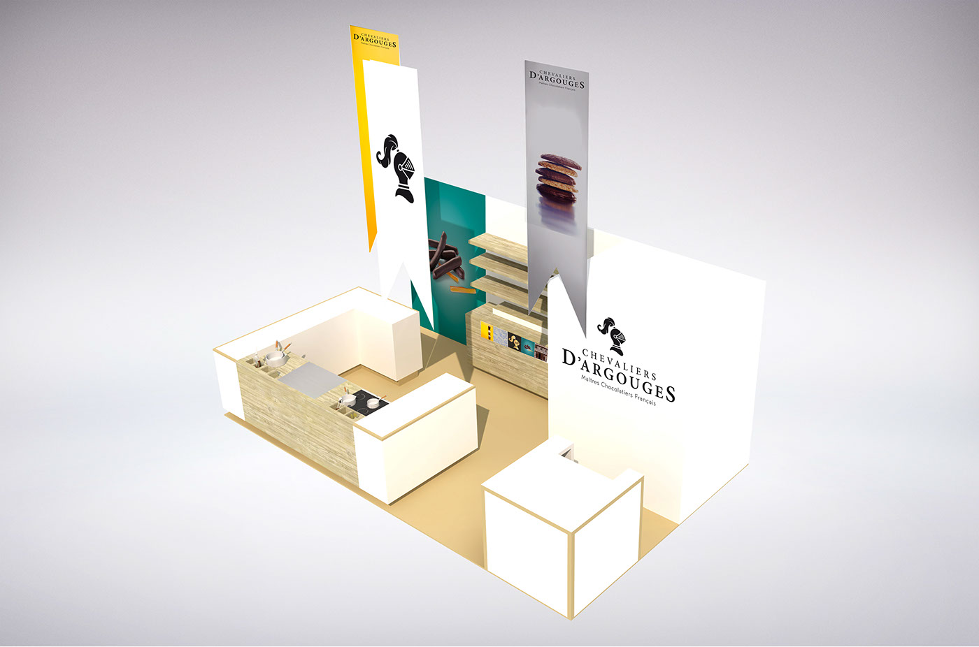 Stand design d'espace Exhibition  interiordesign EventDesign 3dmodelisation chocolat salon Paris design