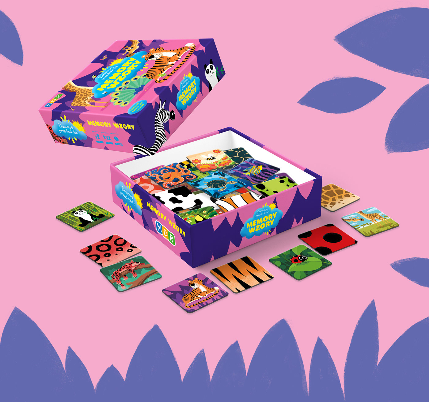 Memo board game animals Patterns kids ILLUSTRATION  Memory