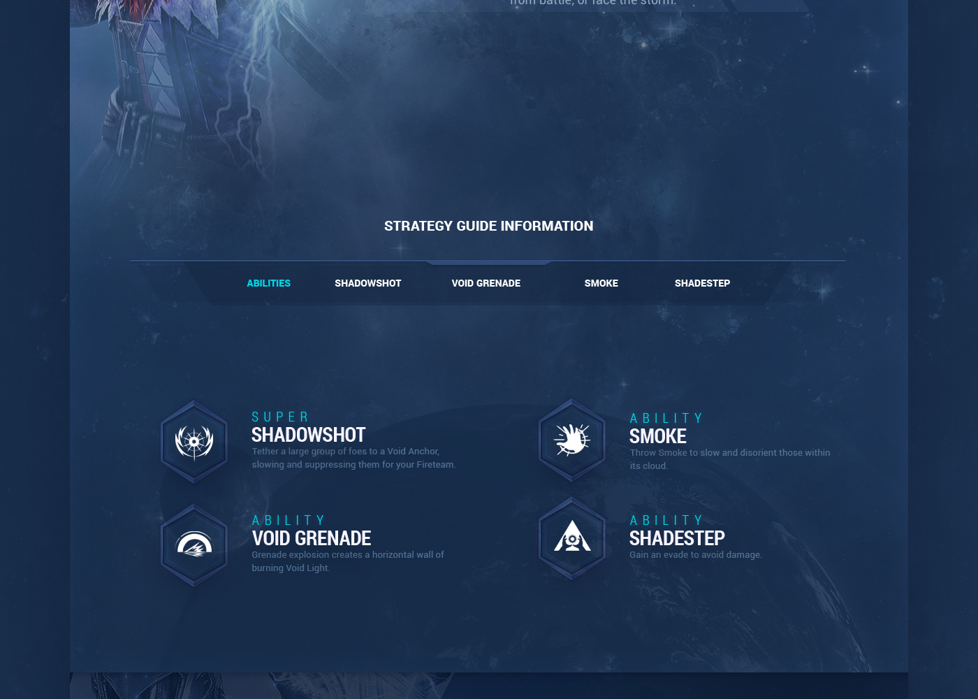 Interface user UI dtail studio game destiny planet Website portal forum redesign Character Weapon battle