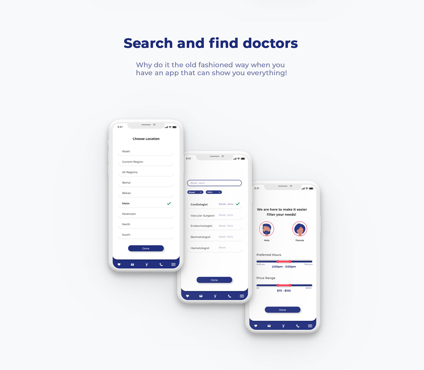 Mobile app app design healthcare app Book A Doctor