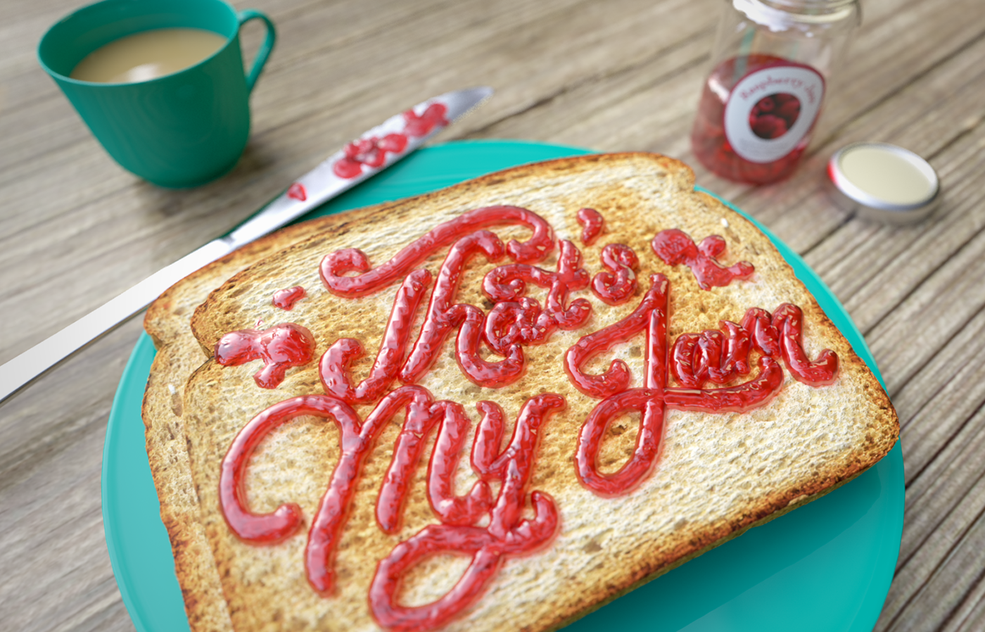 That's my jam lettering in jam on toast breakfast scene 