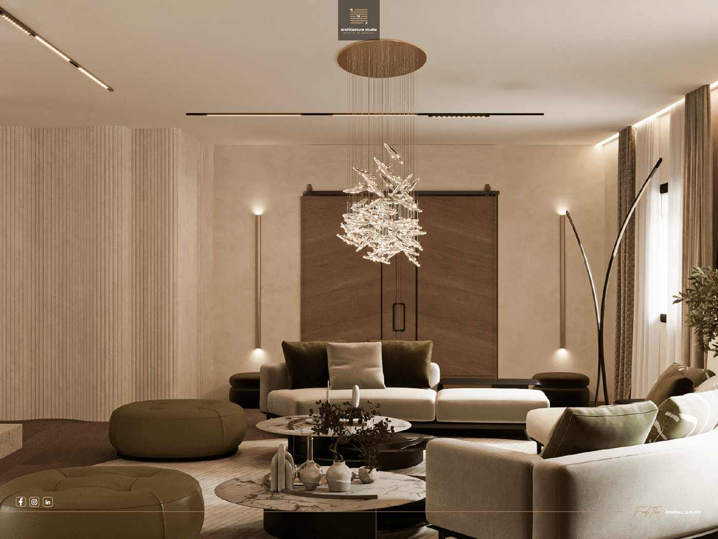 modern architecture Render visualization corona interior design  Villa reception design luxury