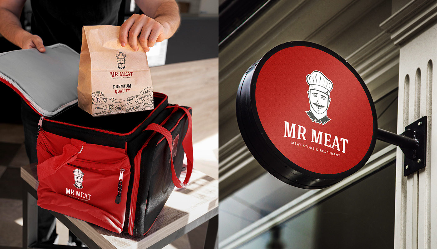 brand identity branding  Food  Food Packaging ILLUSTRATION  meat Meat Shop red restaurant Steak Restaurant 