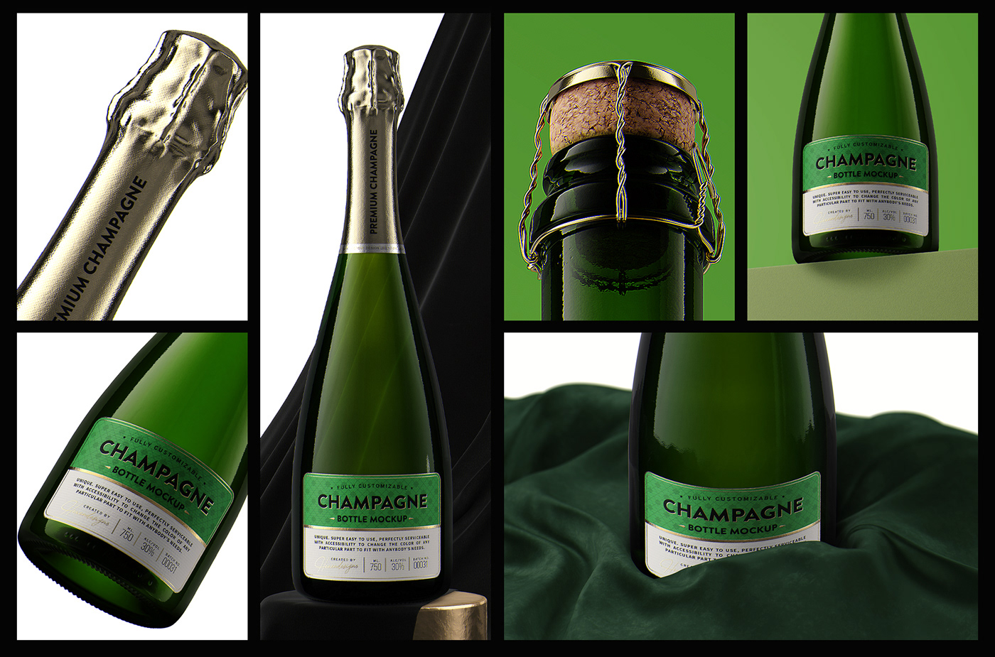 Champagne wine winery beverage Whiskey rendering Mockup free mockup  template