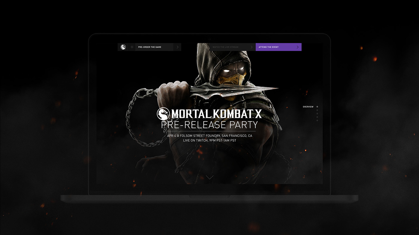 Website microsite mortal kombat video game landing page scorpion UI/UX user interface Web Design 