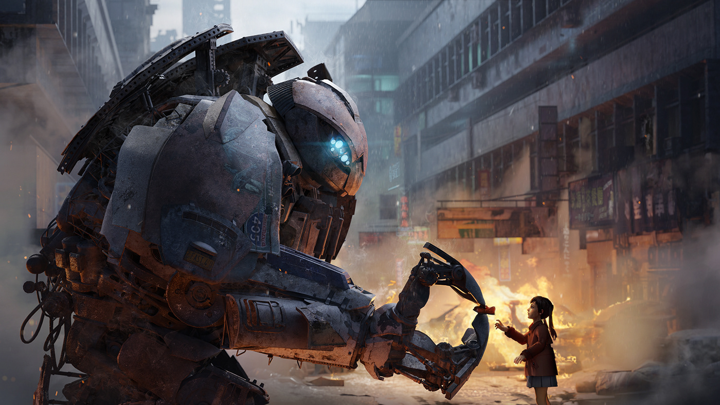robot Pacific Rim cinematic Street Scrapper abandoned mech fight lifeafter