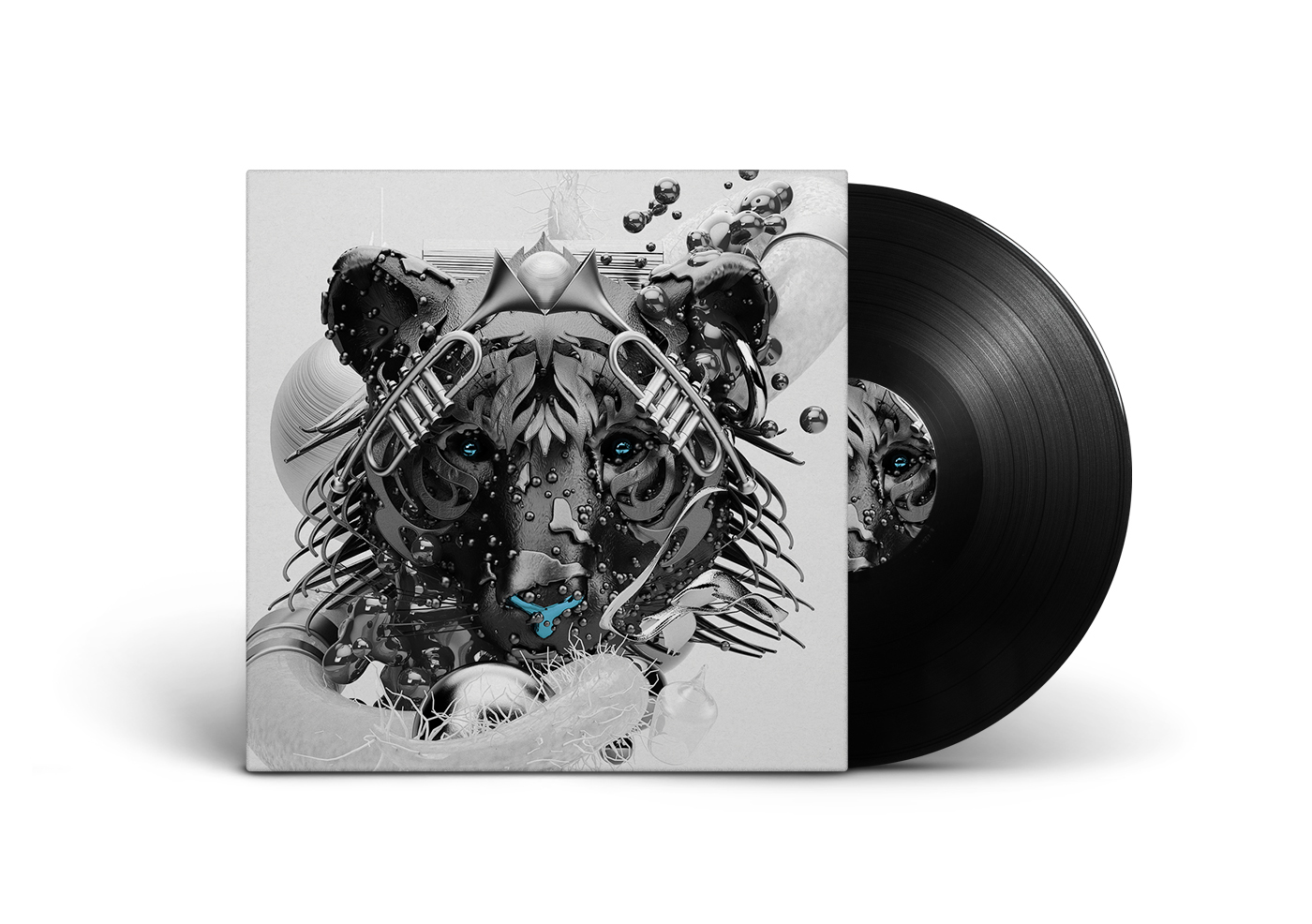 musicalbum record songs tiger lion surreal 3D cinema4d vray