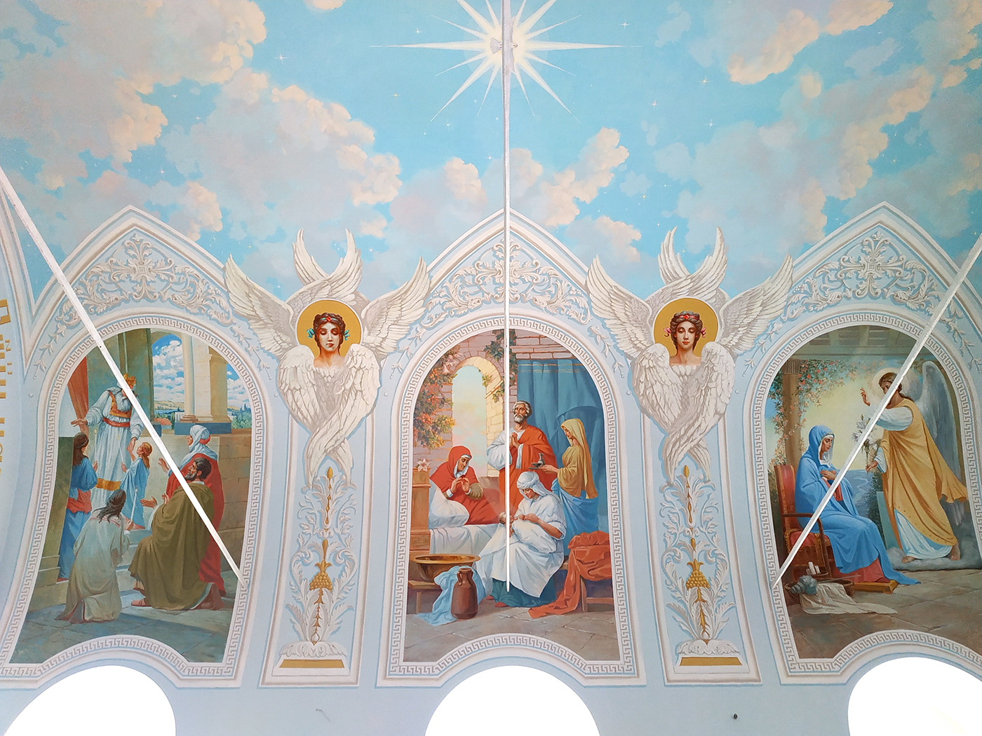 Mural Orthodox church Christian wall painting SKY seraphim holy spirit