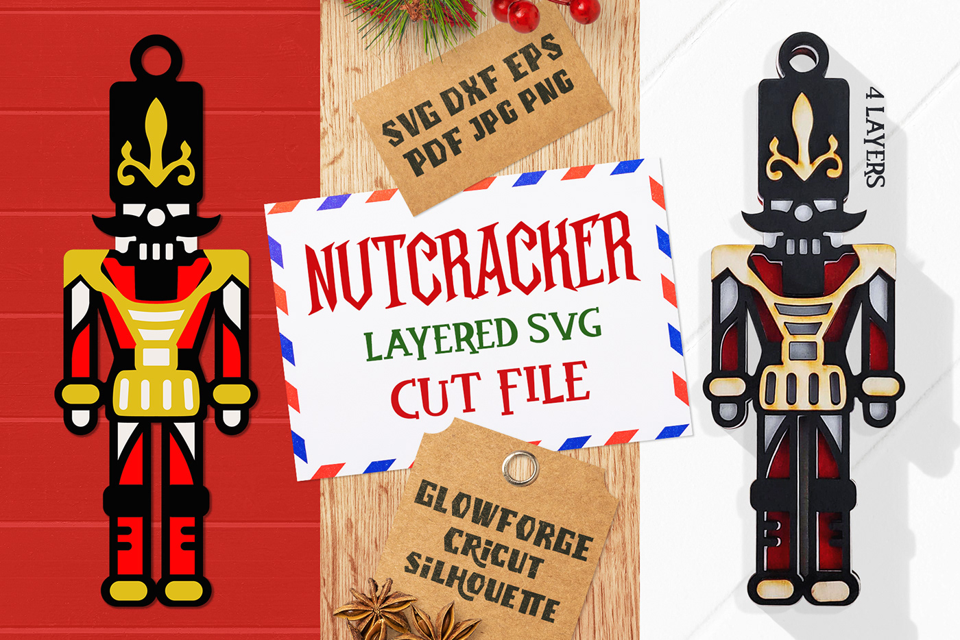 cricut cut file  design Glowforge ILLUSTRATION  laser cut layered svg Nutcracker Silhouette svg