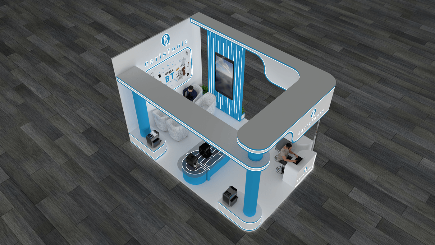 3D architecture booth design photoshop Render vray booth design Exhibition 