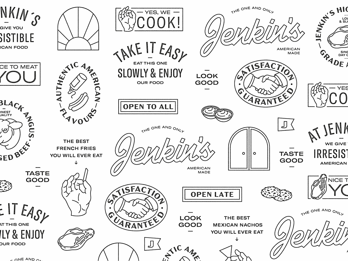 american branding  burger Food  ILLUSTRATION  lettering logo Packaging restaurant menu