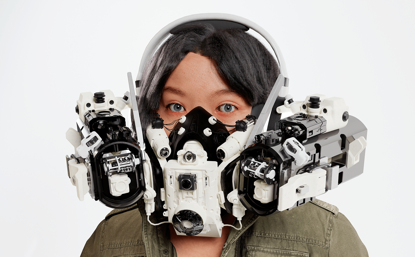 3D blender CGI Cyberpunk cycles Gasmask hiroto ikeuchi photorealistic realistic