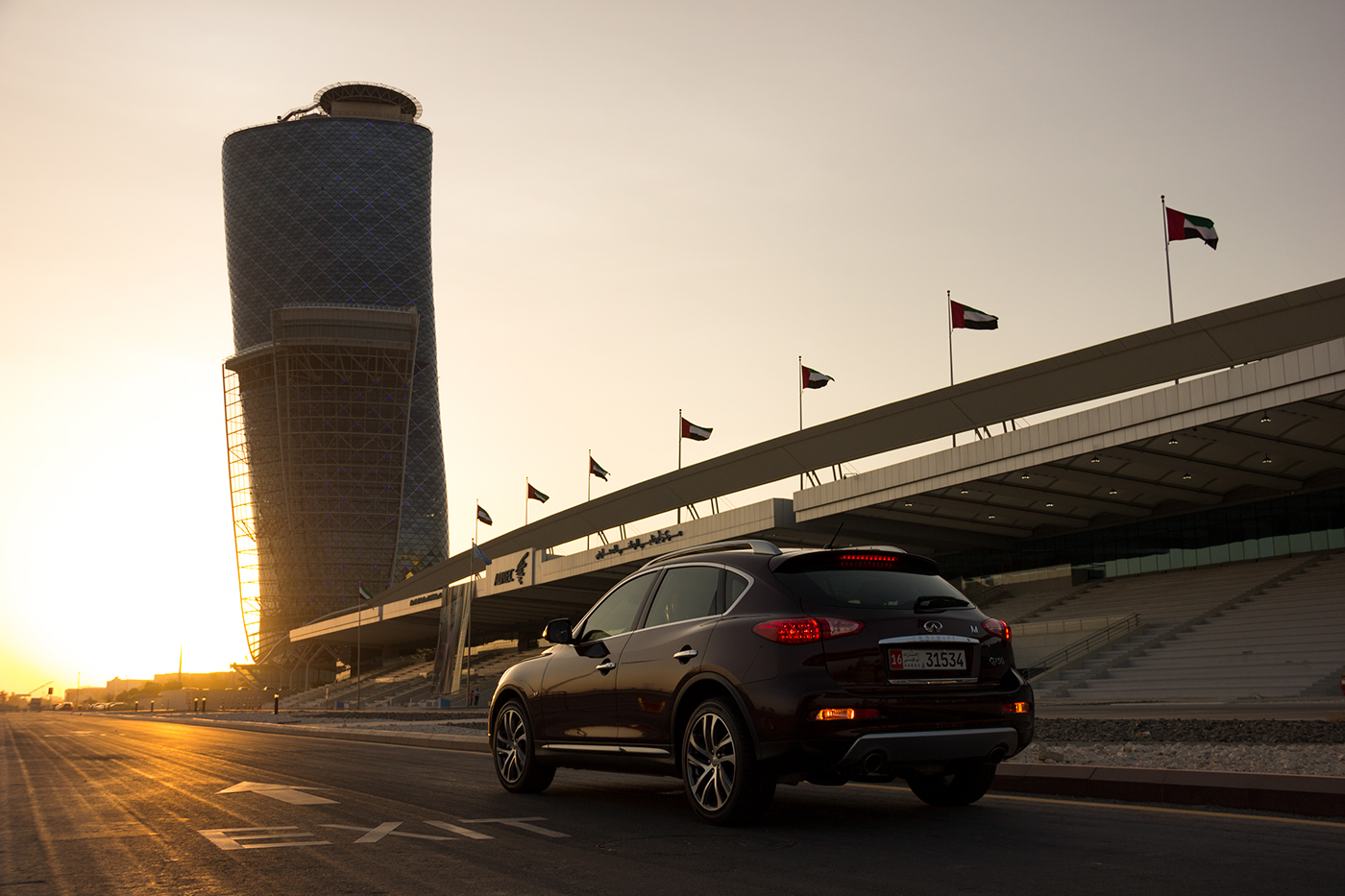 car Abu Dhabi sunset drive