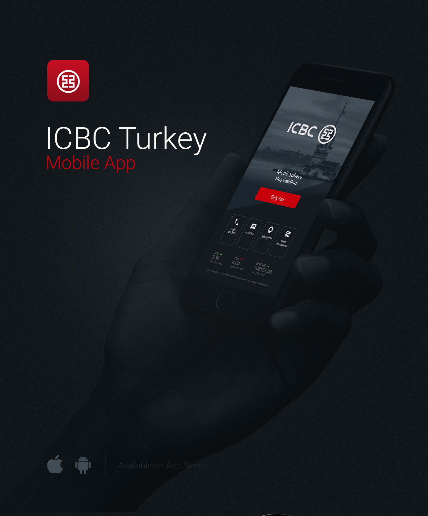 app banking app ICBC Alper deniz Banking UI red black UI ux