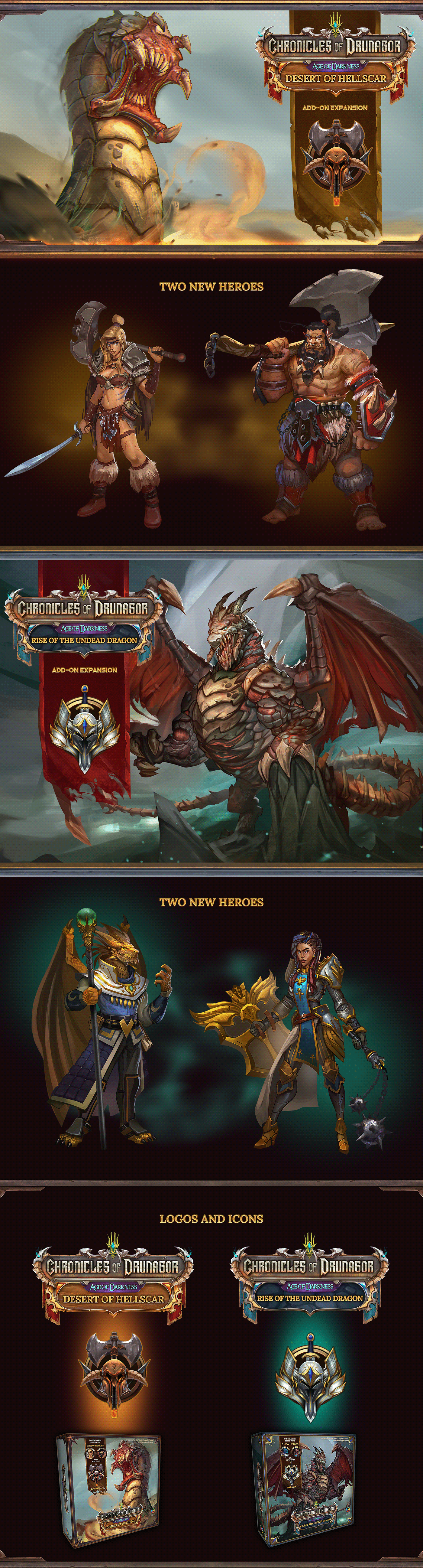 Drunagor desert of hellscar add-on age of darkness dragon rise Character design  fantasy rpg boardgame