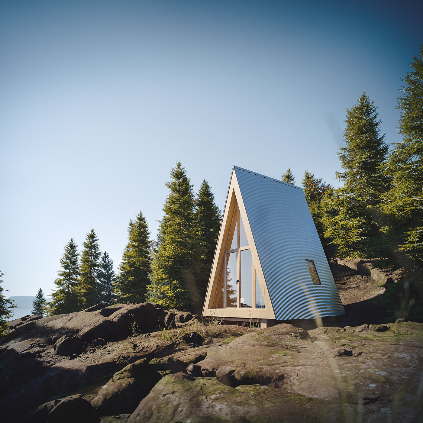 architecture cabin CGI corona render  corona renderer forest oack Landscape Quixel Megascan