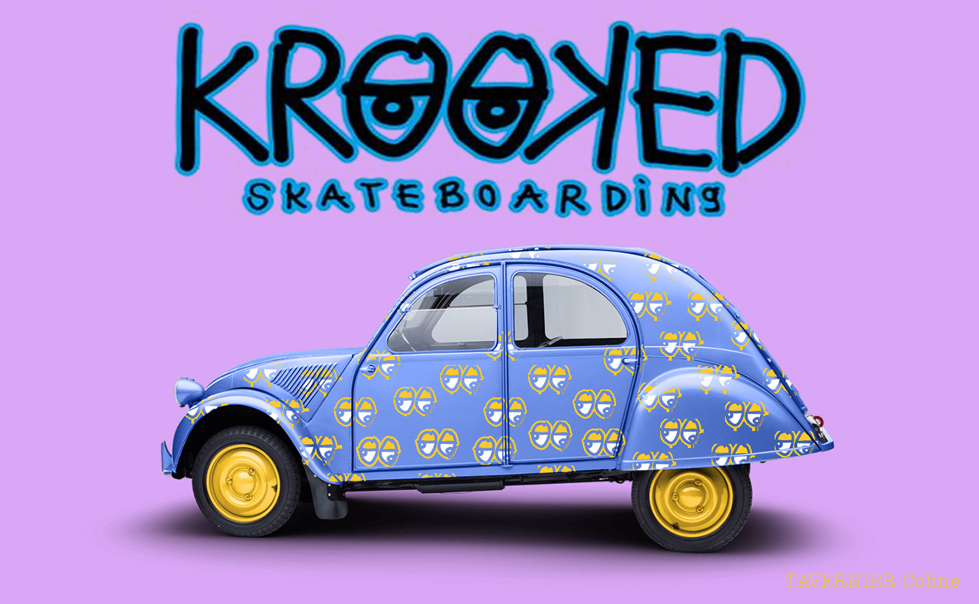 floquage krooked skateboarding photo photoshop retouche voiture publicitaire