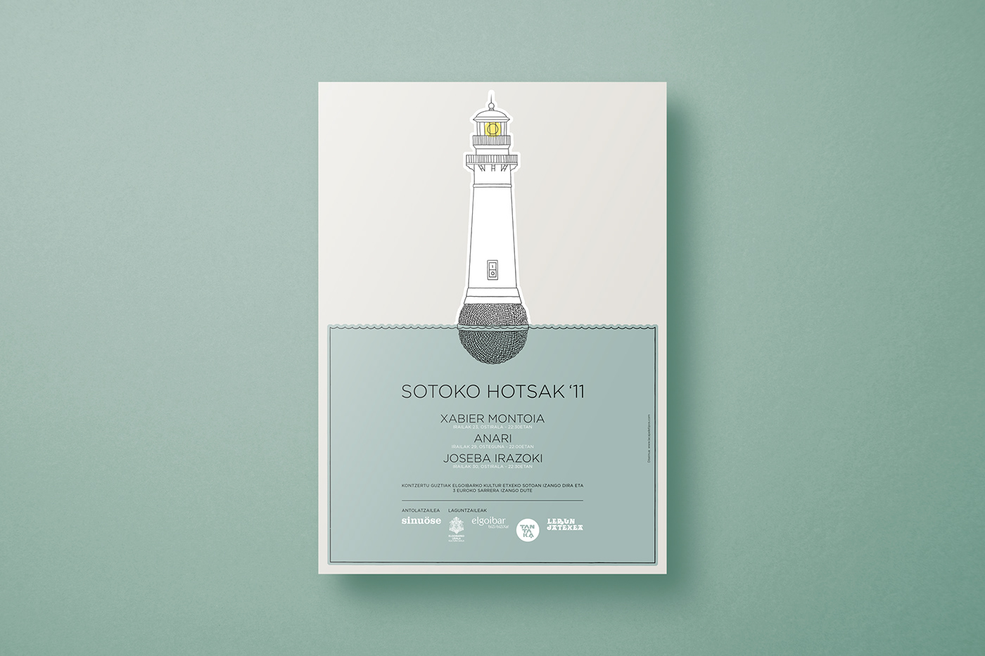 poster concert Music Festival festival singer-songwriter lighthouse microphone sea metaphor basque country spain