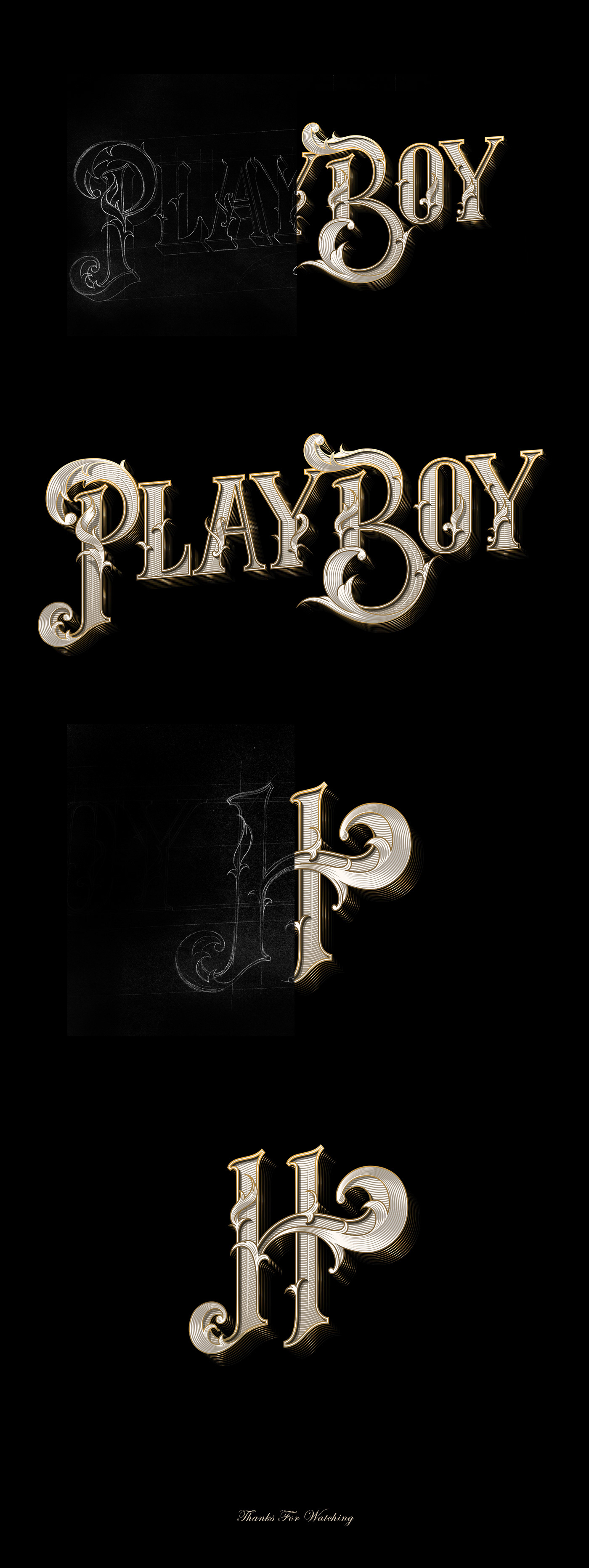 playboy playboymx h_parahombres letter lettering type vector gold