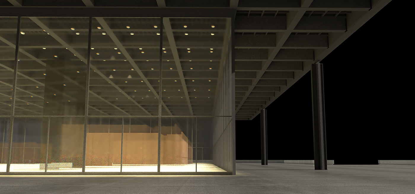 3D architecture mies van der rohe modelling 3d modern Render Rhino 3D visualization vray