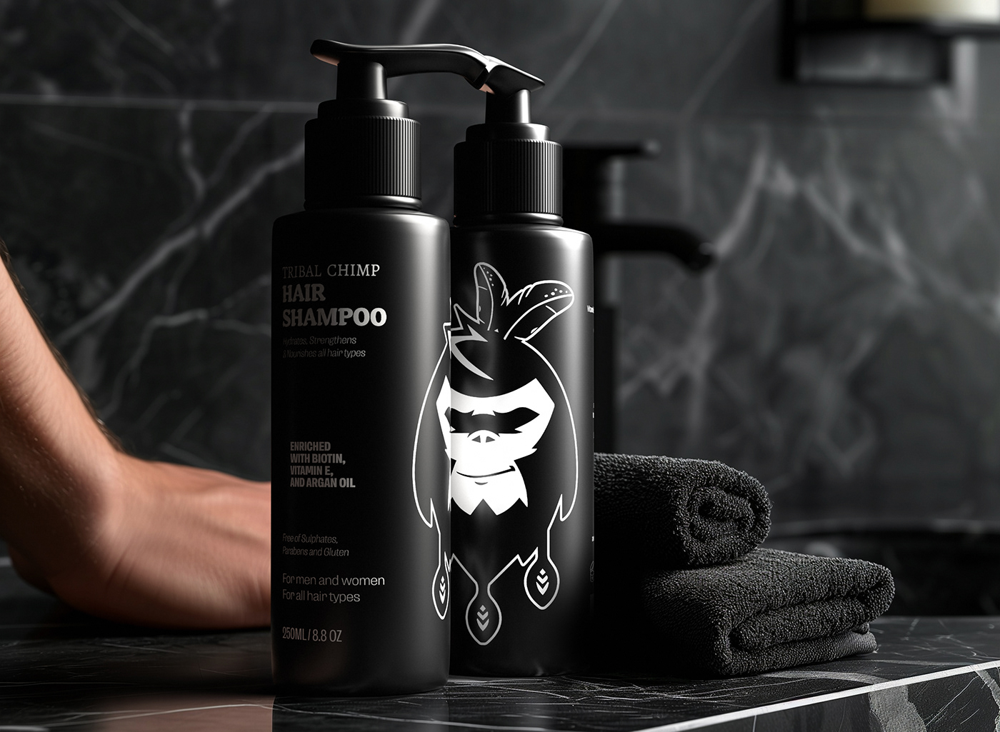 bottle Label product Render shampoo hair conditioner hair serum cosmetics label design graphic design 