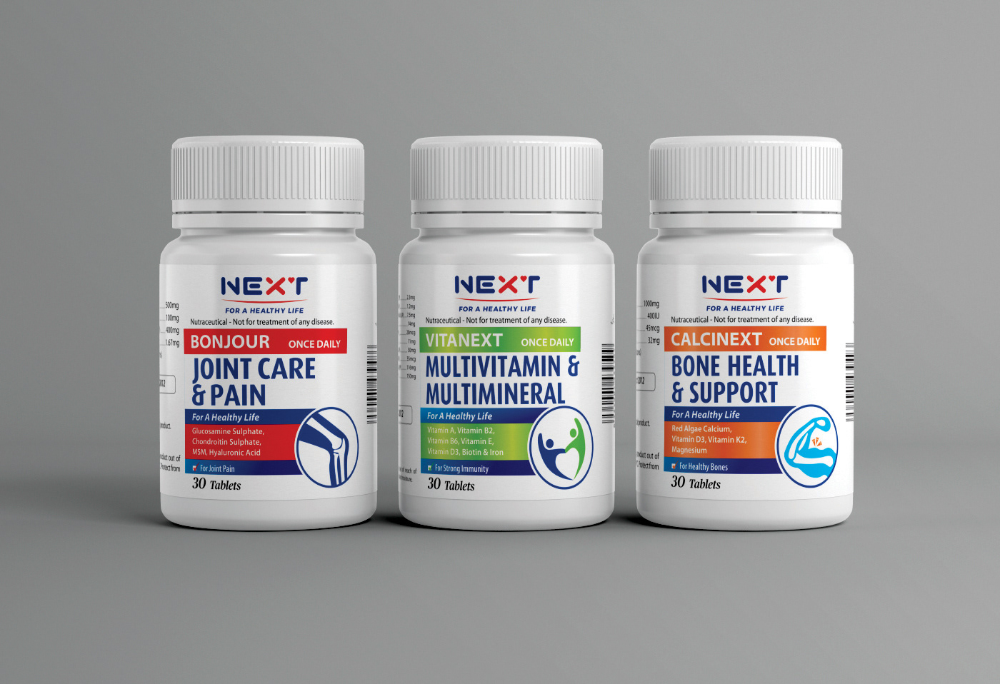 healthcare Label Multivitamins next nutraceuticals packaging design supplements vitamins Wellness Vista Studio