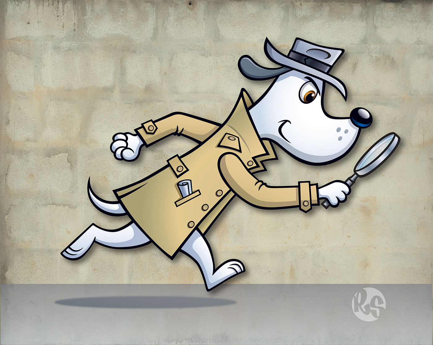 Mutt hound detective investigation comic cartoon silly funny cute dog