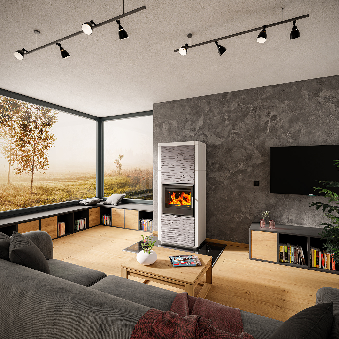 product visualization archviz visualization Render CGI interior design  Interior blender cycles fireplace