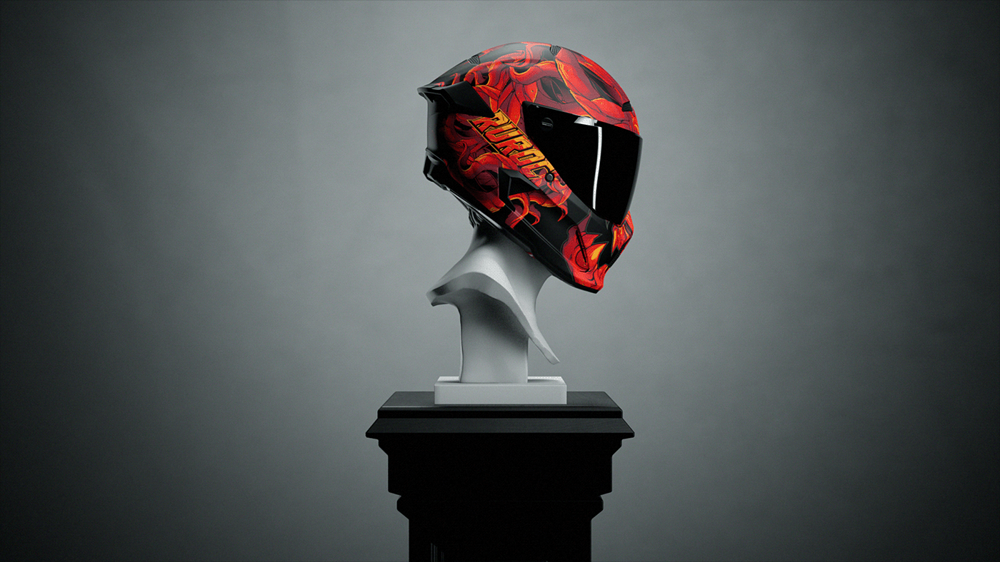 3D Advertising  CGI cinema 4d Helmet motorcycle photorealistic realistic redshift Render