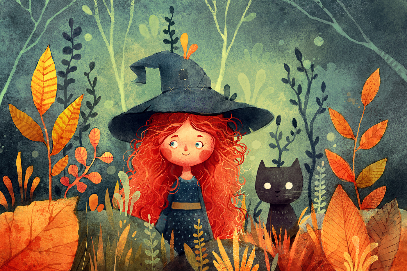Procreate digital painting fantasy ILLUSTRATION  Character design  children's book witch Magic   forest procreateart