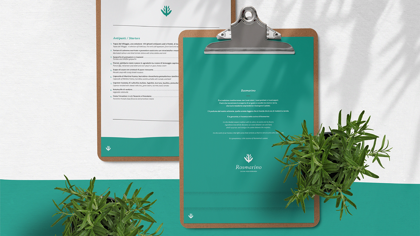 address book menu brand brand identity Food  logo mediterranean menu pattern puglia rosmarino