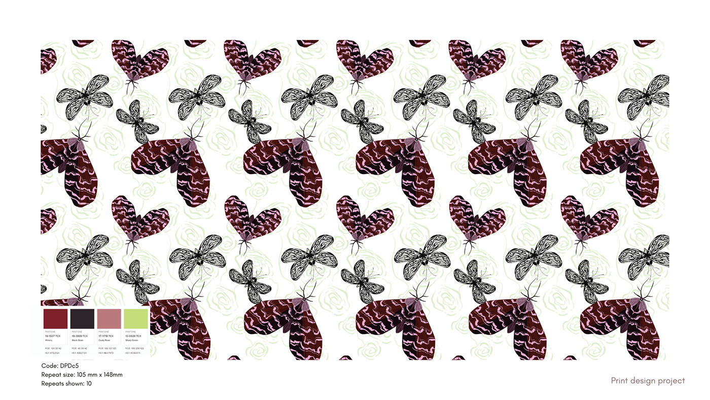 pattern surface design seamless butterfly moth insect