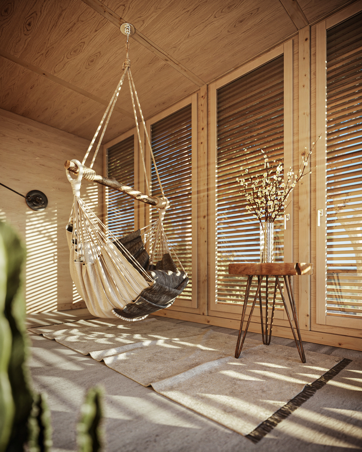 Hanging Chair Interior pavilion simplicity summer wood