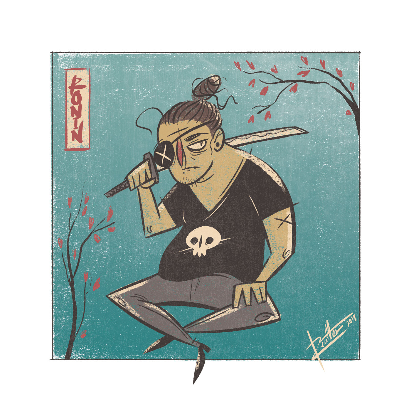 Freelance graphic design  ronin japan Work  ukiyo-e ILLUSTRATION  art Character samurai