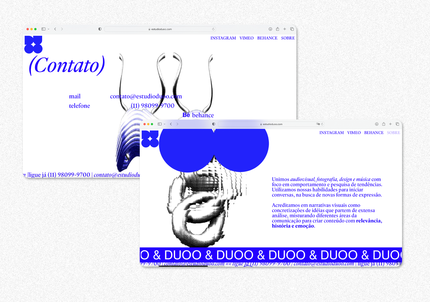 3D blue brand identity Brazil Brutalist clean contemporary design studio poster são paulo