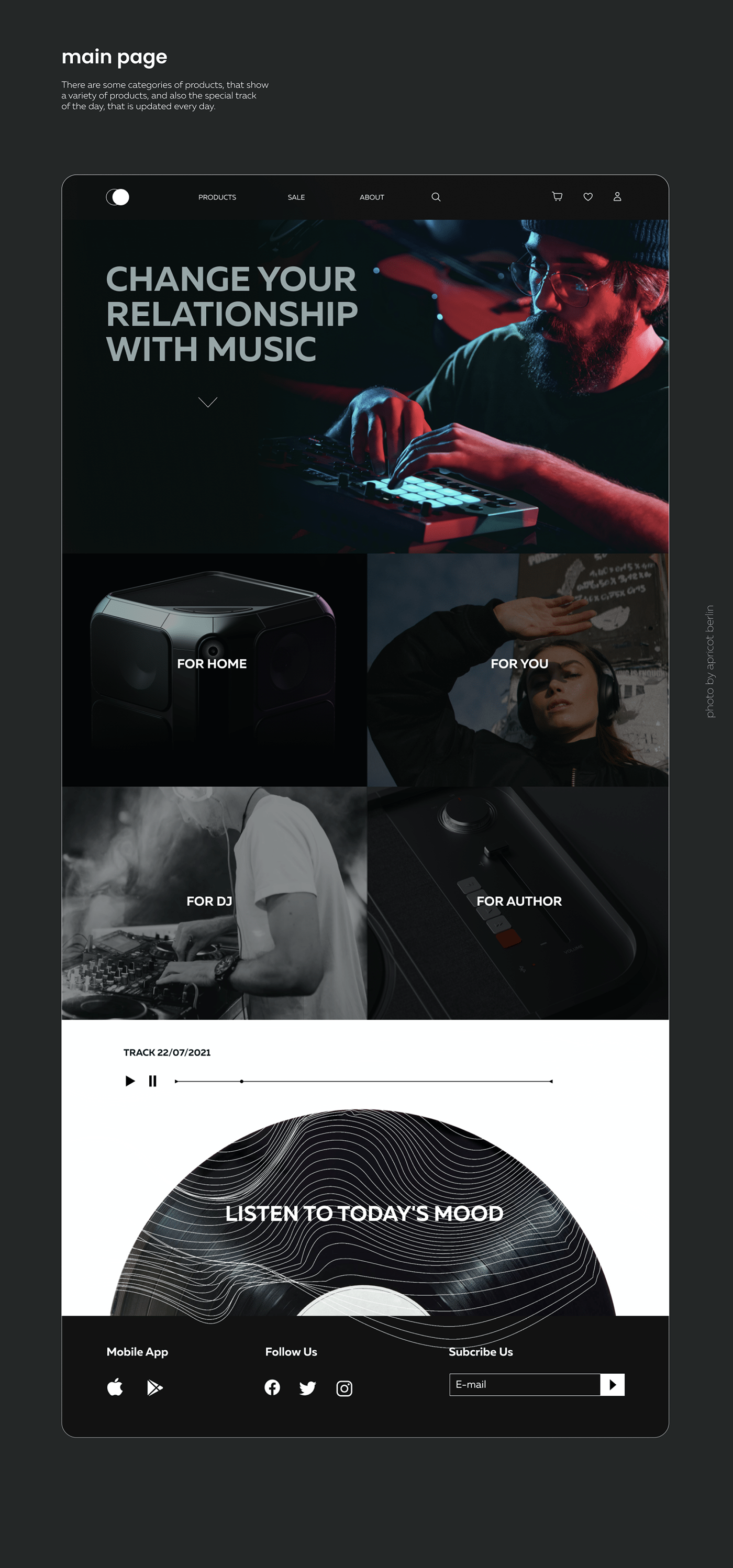 clean Figma Interface music product store Technology UI/UX web-design Website