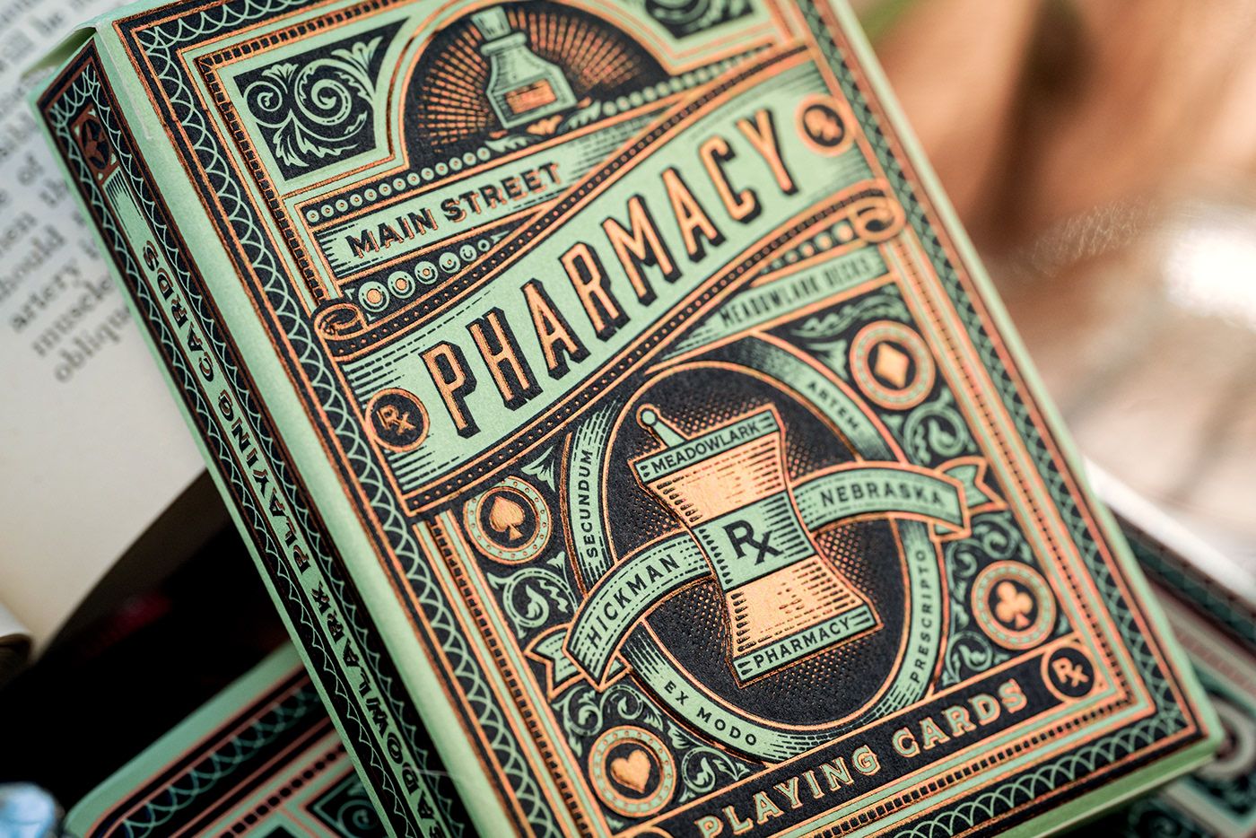 copper graphic design  green ILLUSTRATION  Kickstarter pharmacy Playing Cards