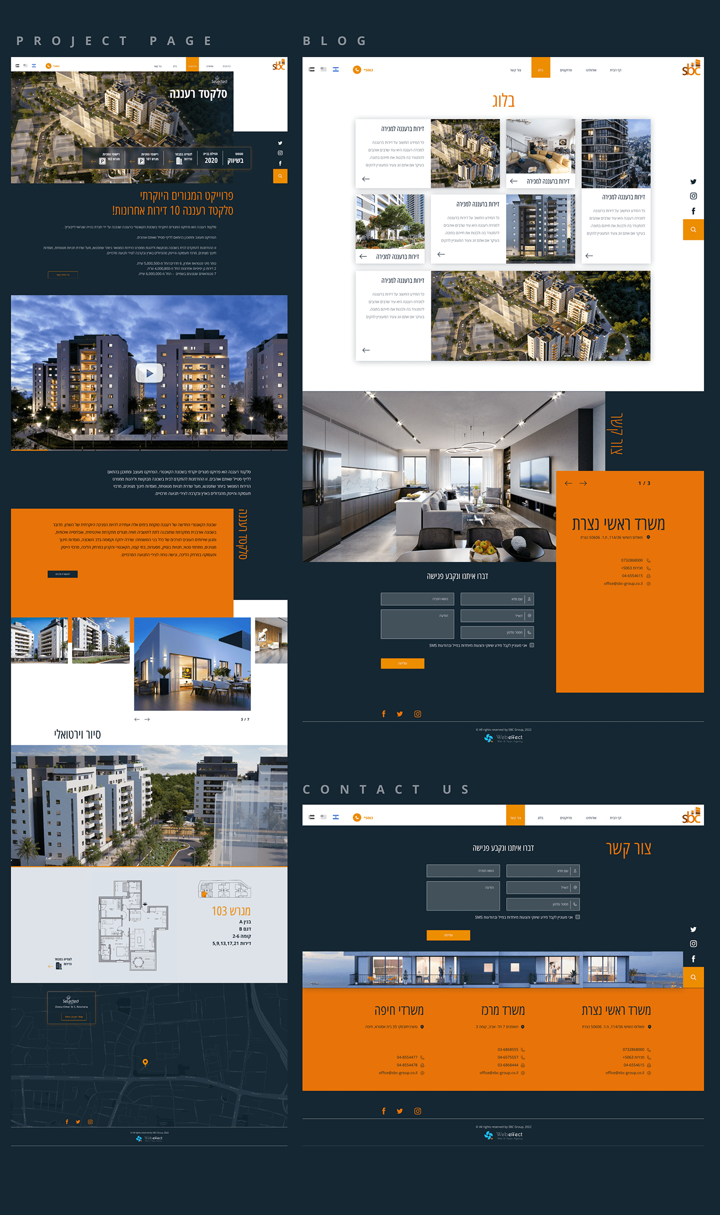 architectural architecture business dark Figma flat minimalistic orange UI/UX Web