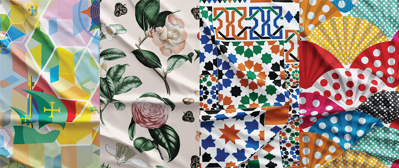 Fashion  Portugal tiles fan spain discoveries flower pattern camelia floral