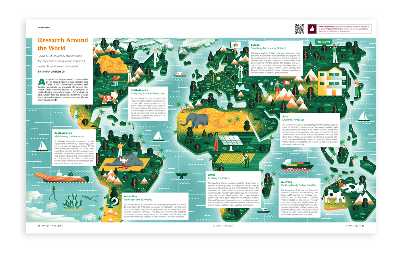 editorial illustrated map magazine map research science Students University