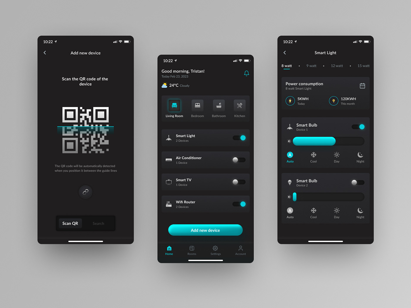 UI/UX Figma user interface Mobile app user experience smarthome app design Screendesign design smartlight