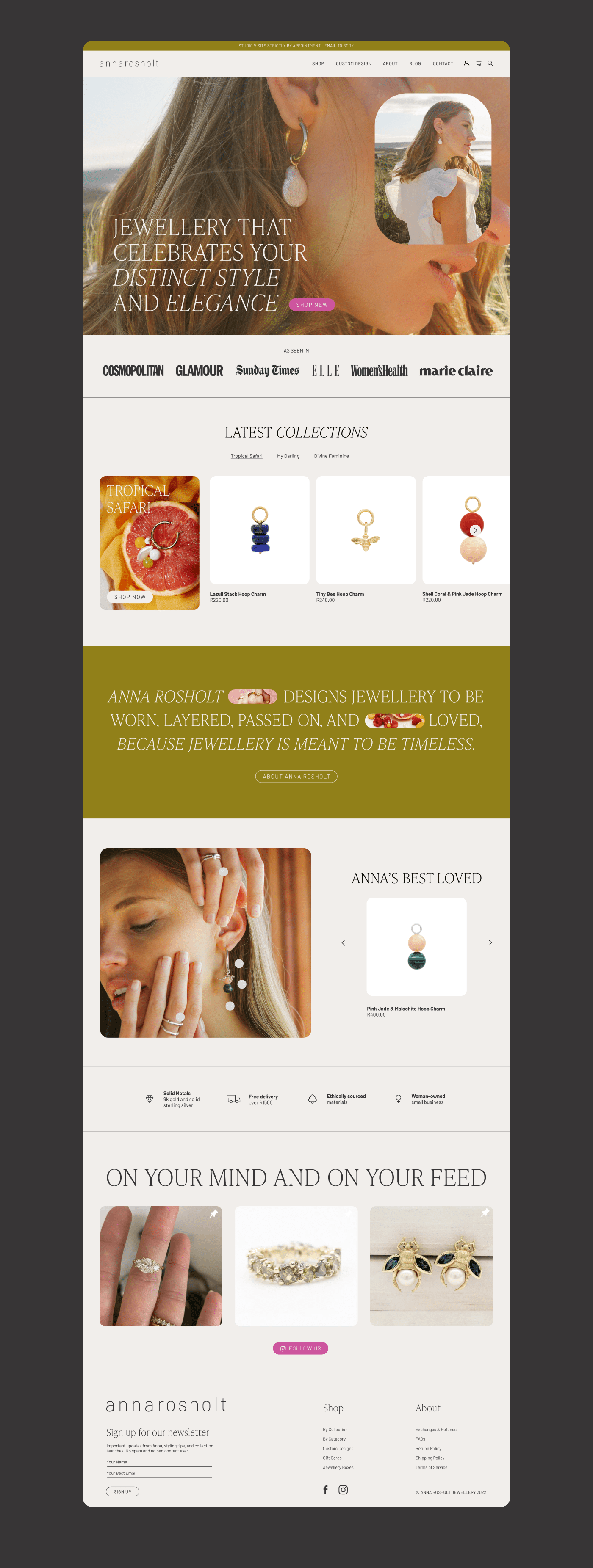 Jewellery jewelry brand identity Website logo south africa visual identity branding  e-commerce Social media post