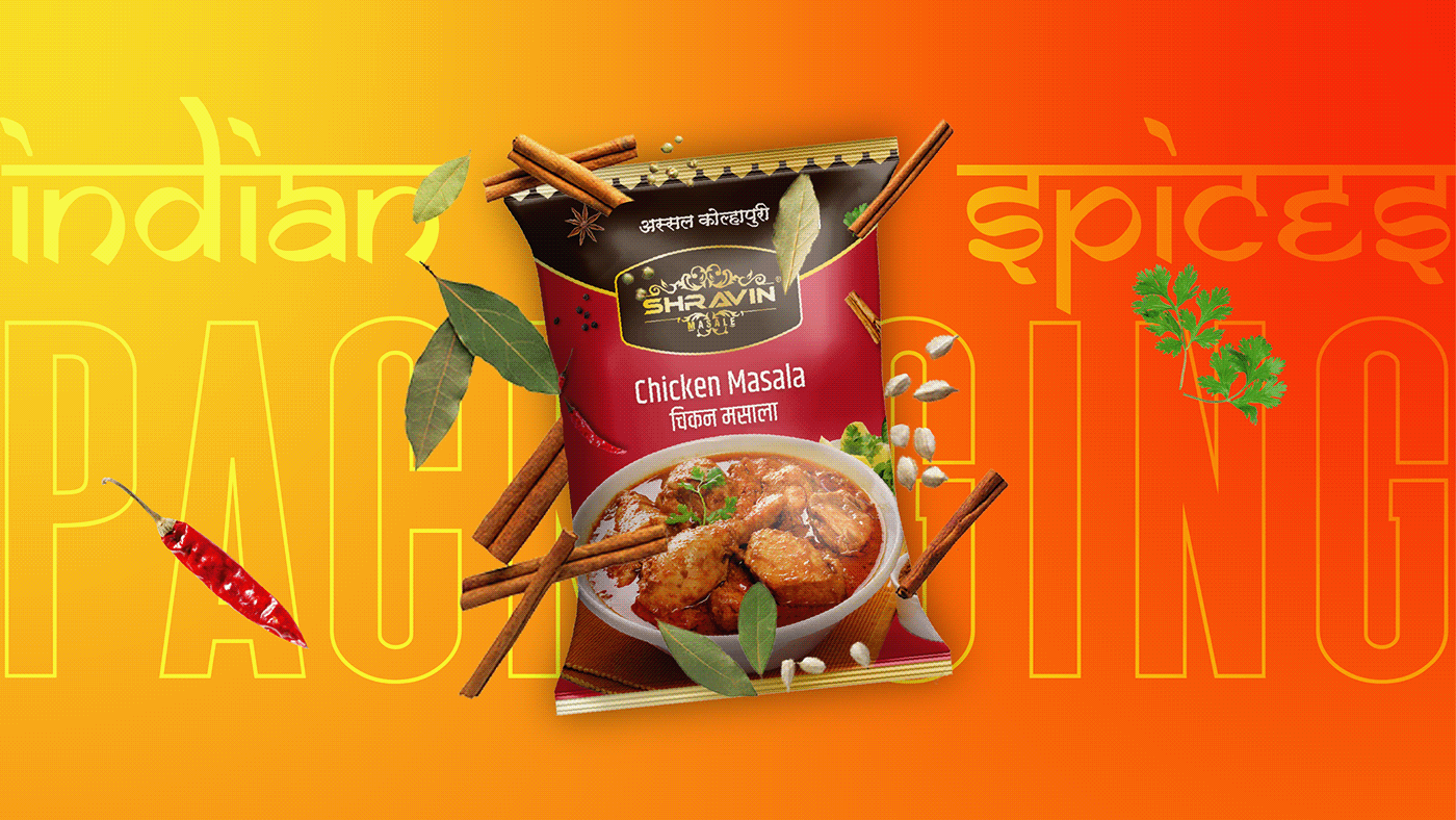packaging design spices pouch indian food Packaging product design  masala Spices packaging design label design product packaging