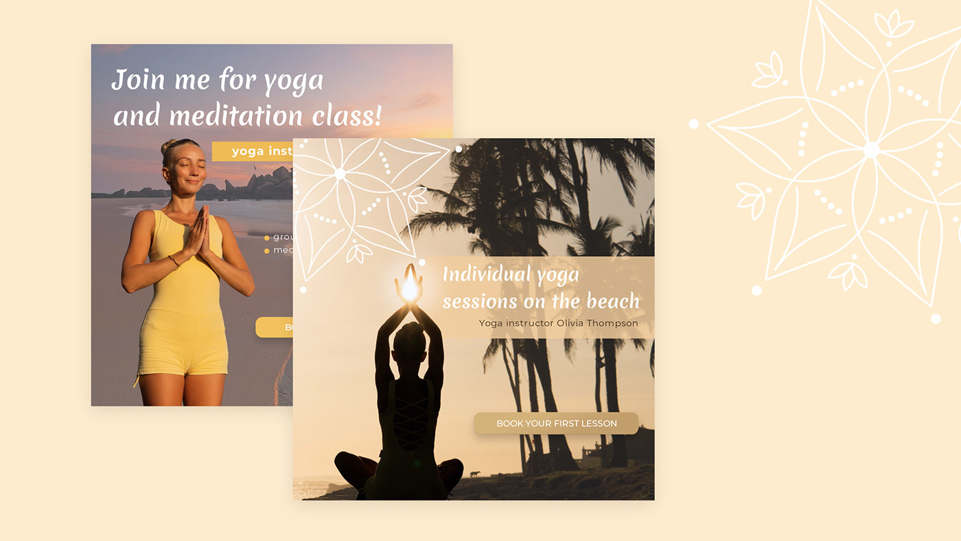 Ads Banner Advertising  Figma landing page design personal branding Web Design  Website Design Yoga yoga studio YouTube banner