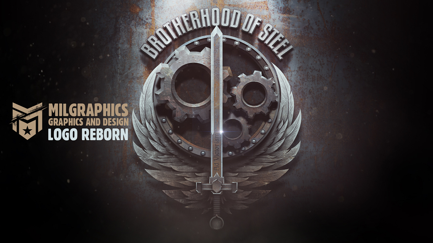 fallout brotherhood steel pipboy apocalypse Vault wasteland logo redesign vector