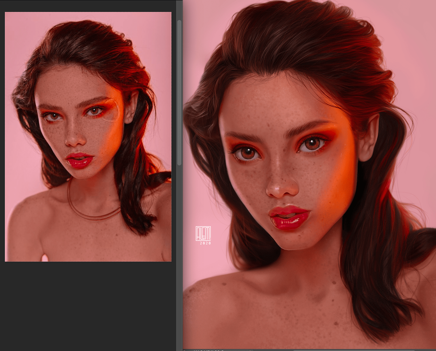 2dart 2dpainting digitalpaintig feme freckles Realism realistic skin texture tutorial