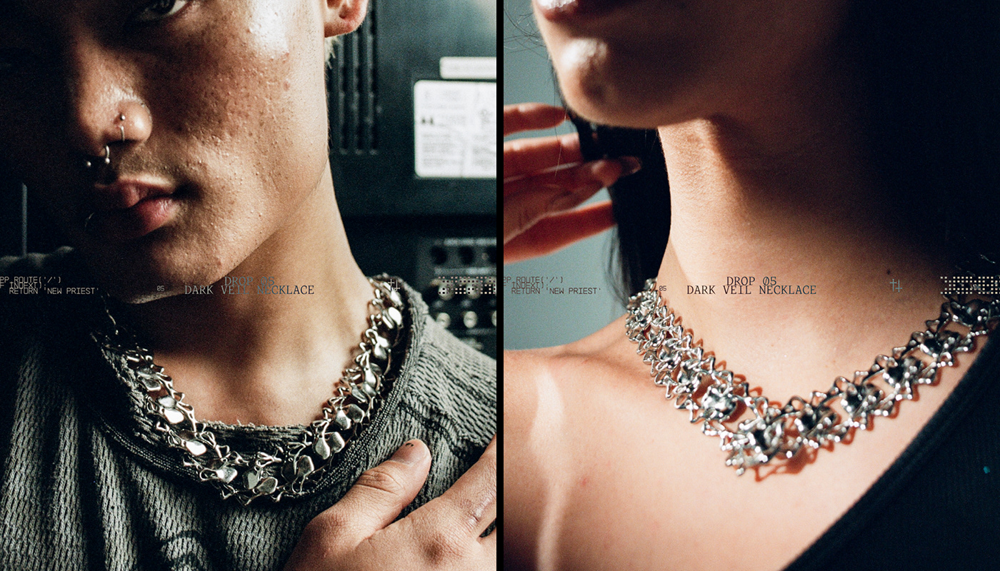 jewelry Jewellery identity chrometype cult metal 3D Fashion  punk editorial