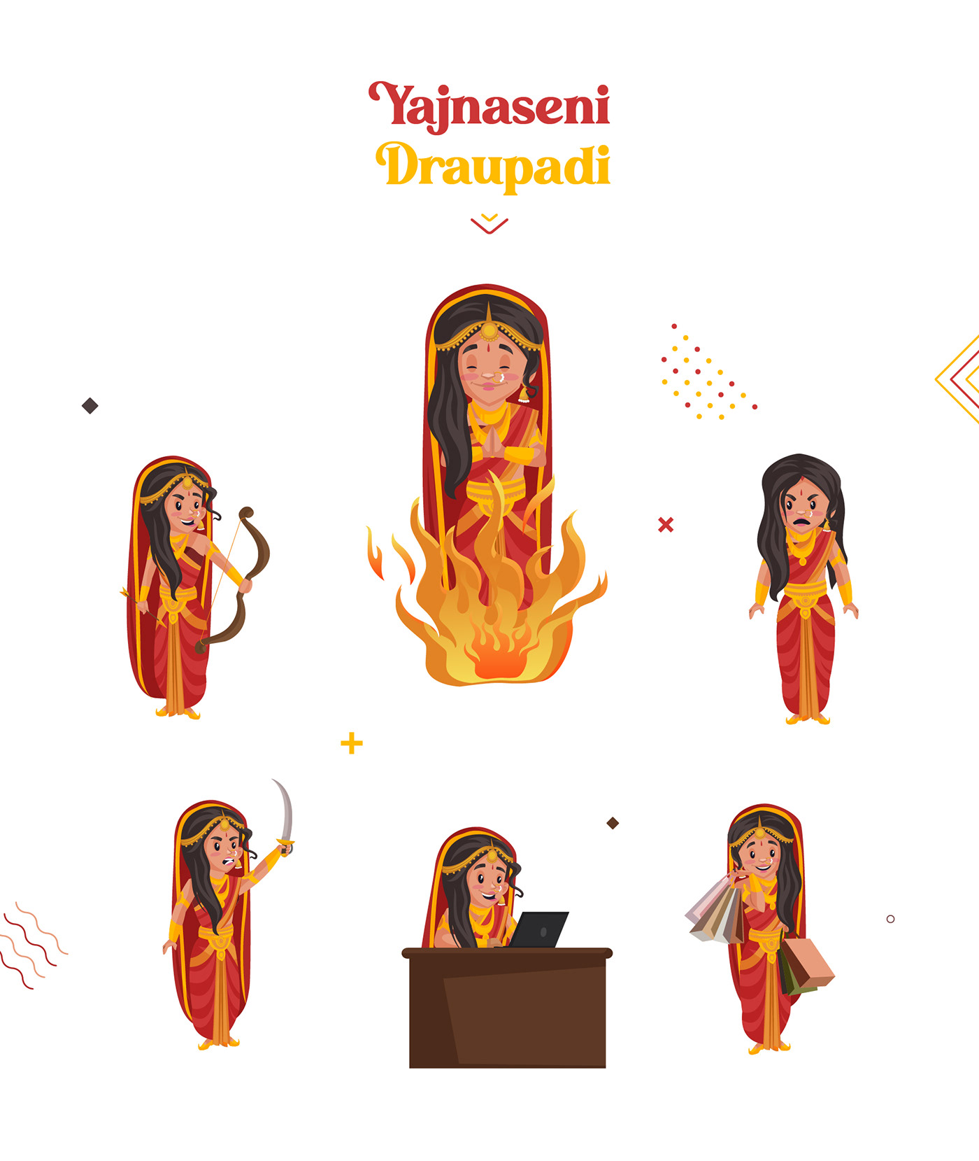 Cartoon Character Series Indian battle Indian cartoons Indian Emojis Indian Gods Series indian illustration indian mythology Indian Stickers Mahabharat Cartoons Mahabharat Characters