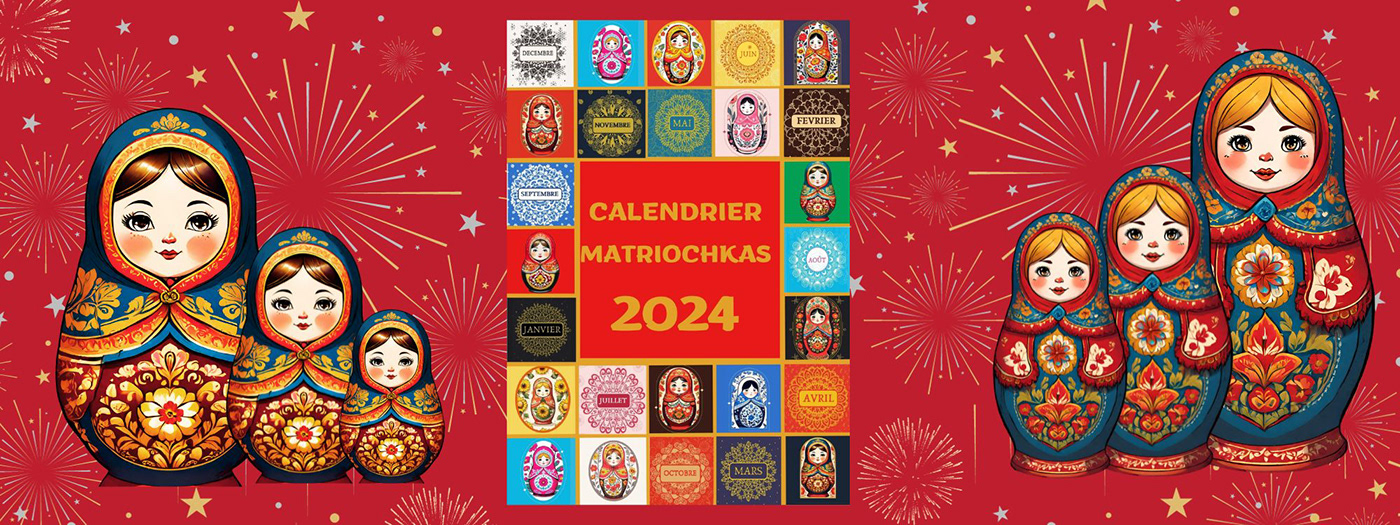 calendrier calendar matriochkas POUPÉES RUSSES coloring kdp coloring book doll coloriages matriochka